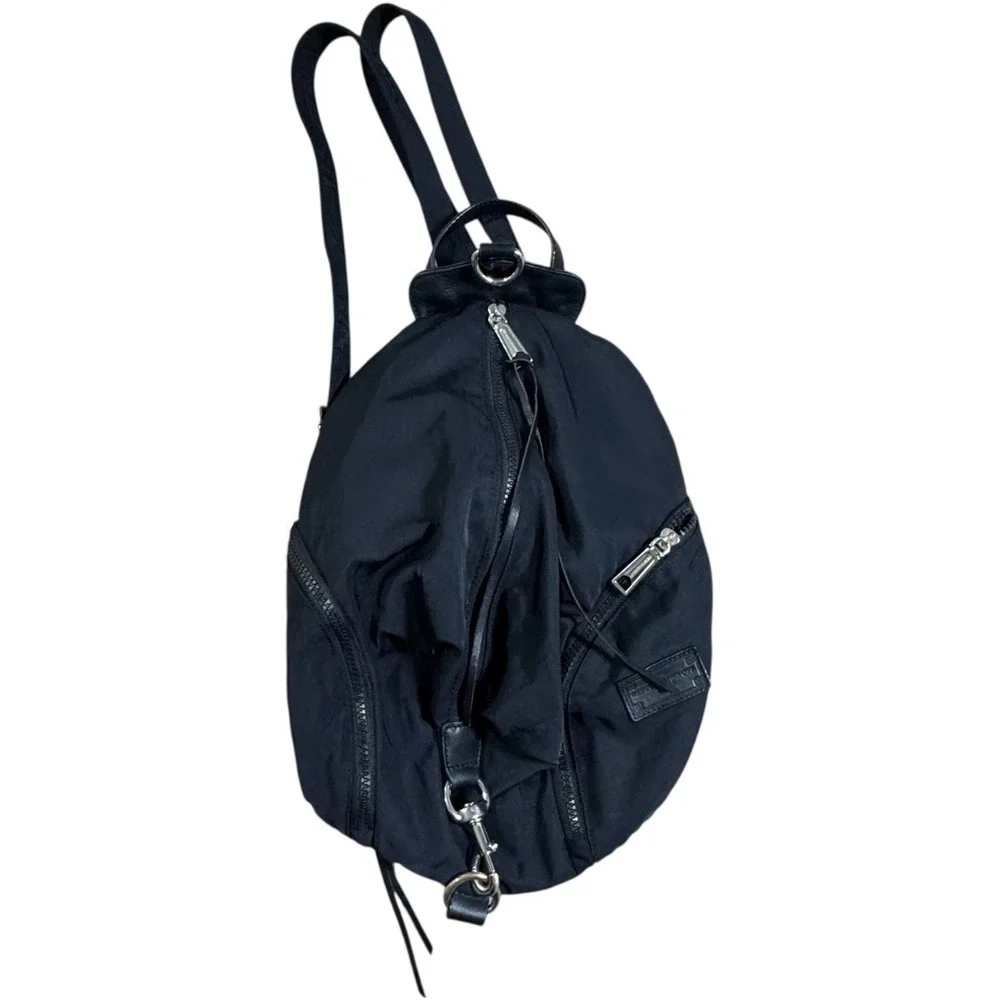 Rebecca Minkoff Julian Backpack Women Small Black Excellent Nylon Zip Travel Bag